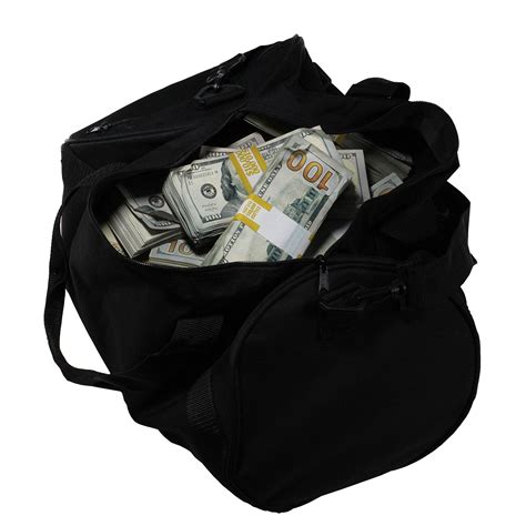 duffle bag of fake money|black duffel bag of money.